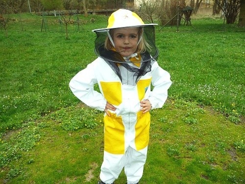 Včelařská dětská kombinéza s kloboukem bílo žlutá