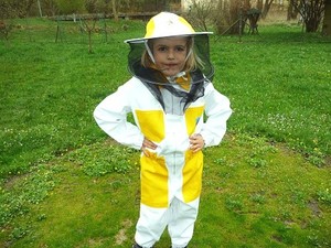Včelařská dětská kombinéza s kloboukem bílo žlutá